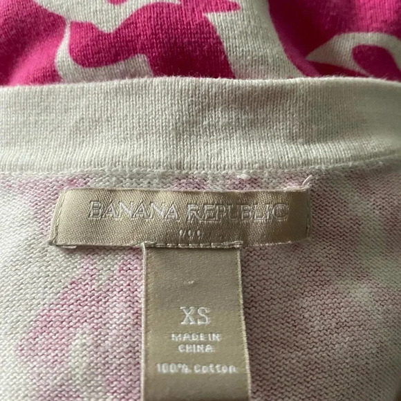 BANANA REPUBLIC WOMENS PINK WHITE SWEATER CARDIGAN TOP SHIRT BUTTON SIZE XS - Picture 3 of 3